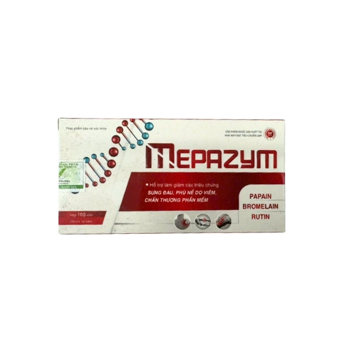 Hỗ trợ giảm sưng, phù nề do chấn thương Mepazym hộp 10 vỉ x 10 viên