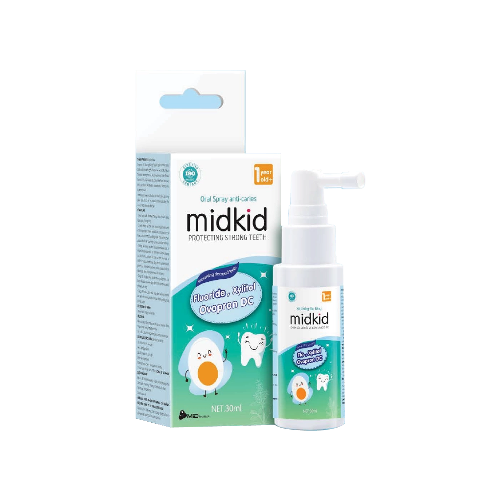 Xịt chống sâu răng trẻ em Midkid (xanh) hộp 1 chai 20ml