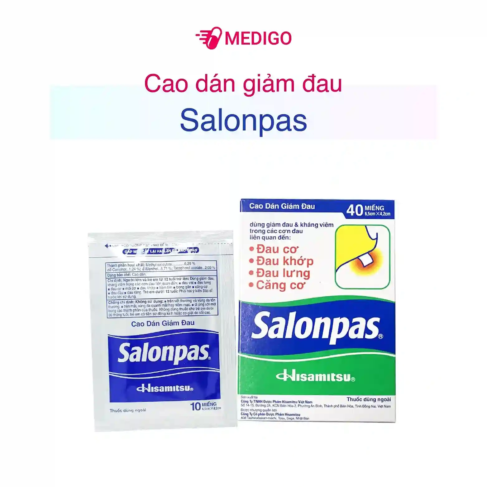 Cao dán giảm đau Salonpas hộp 40 miếng