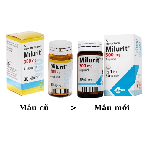 Thuốc trị gút, tăng acid uric huyết nguyên phát Milurit hộp 1 lọ 30 viên