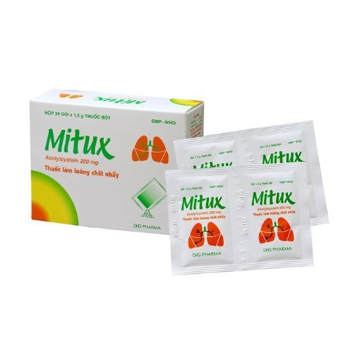 Thuốc làm loãng chất nhầy Mitux 200mg hộp 24 gói