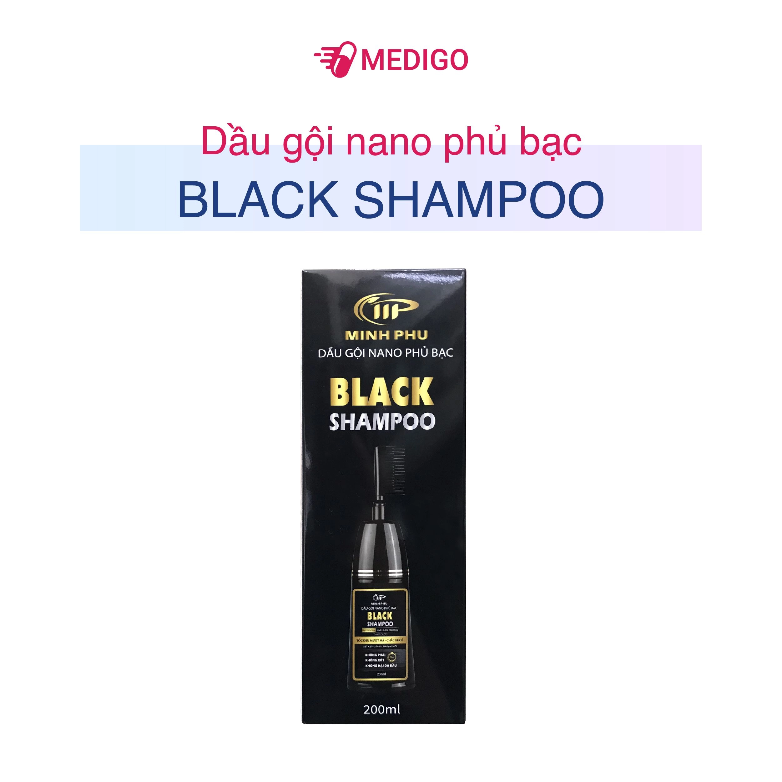 Dầu gội nano phủ bạc Black Shampoo Minh Phú hộp 1 chai 200ml