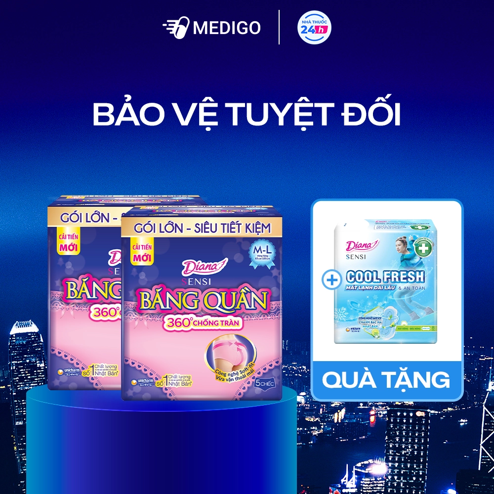 [MUA 2 TẶNG 1] Lốc 2 gói Băng vệ sinh Diana Sensi Băng Quần Size M-L gói 5 cái