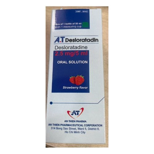 Siro điều trị dị ứng hương dâu A.T Desloratadin hộp 1 chai 50ml