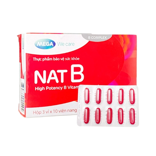 Điều trị thiếu Vitamin B và hỗ trợ chức năng duy trì sức khoẻ Nat B hộp 3 vỉ x 10 viên