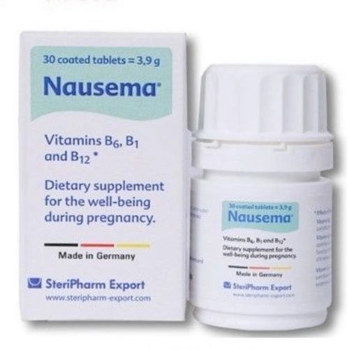 Viên uống bổ sung vitamin nhóm B, giảm ốm nghén Nausema hộp 1 lọ 30 viên