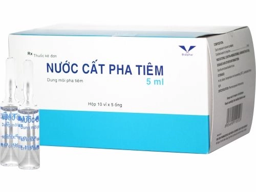 Nước cất pha tiêm 5ml Bidiphar hộp 10 vỉ x 5 ống