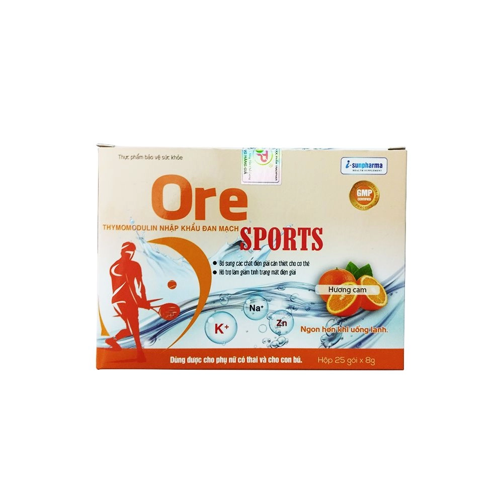 Bổ sung các chất điện giải cho cơ thể Ore SPORTS (hương cam) hộp 25 gói x 8g