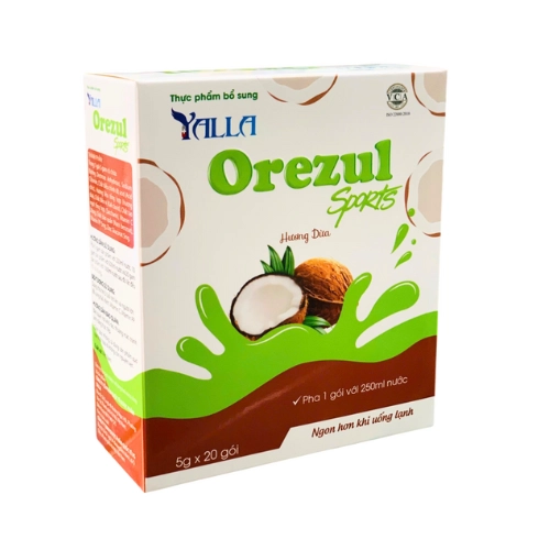 Thực phẩm bổ sung bù nước điện giải Yalla Orezul Hương Dừa hộp 20 gói x 5g