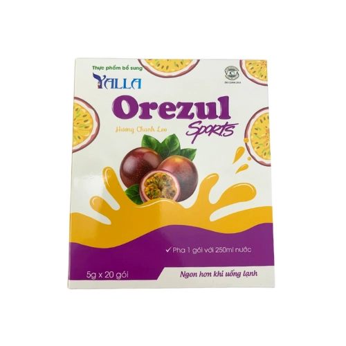 Thực phẩm bổ sung bù nước điện giải Yalla Orezul Hương Chanh Leo hộp 20 gói x 5g