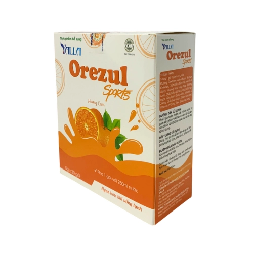 Thực phẩm bổ sung bù nước điện giải Yalla Orezul Hương Cam hộp 20 gói x 5g