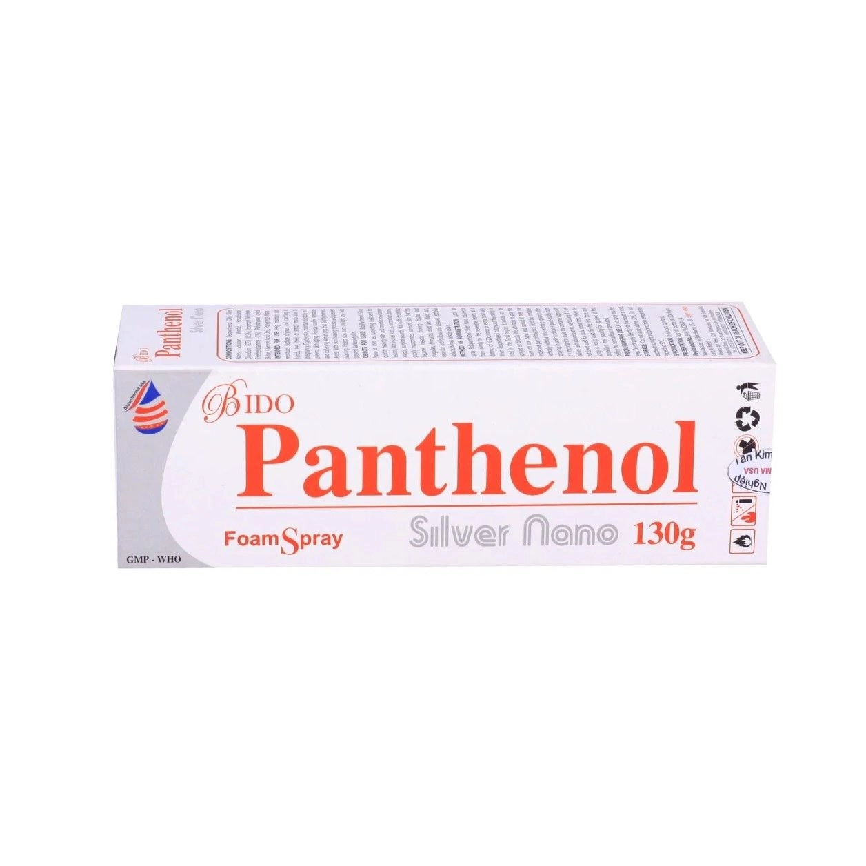 Xịt dưỡng da BIDO PANTHENOL Silver Nano hộp 1 chai 130g