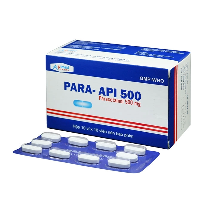 Thuốc hạ sốt, giảm đau PARA-API 500 hộp 10 vỉ x 10 viên