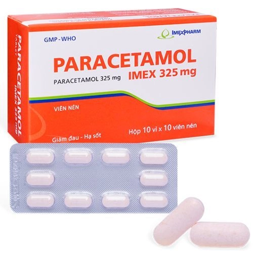 Thuốc giảm đau, hạ sốt Paracetamol Imex 325mg hộp 10 vỉ x 10 viên nén