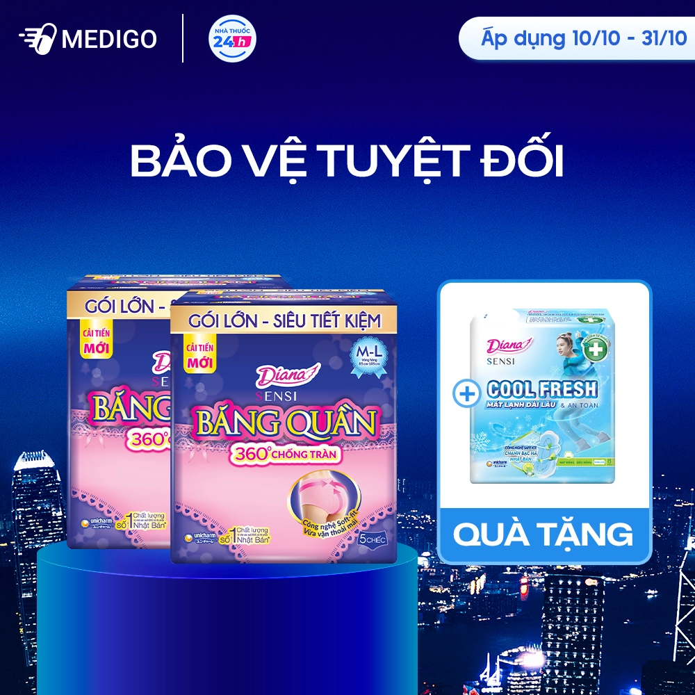 [MUA 2 TẶNG 1] Lốc 2 gói Băng vệ sinh Diana Sensi Băng Quần Size M-L gói 5 cái