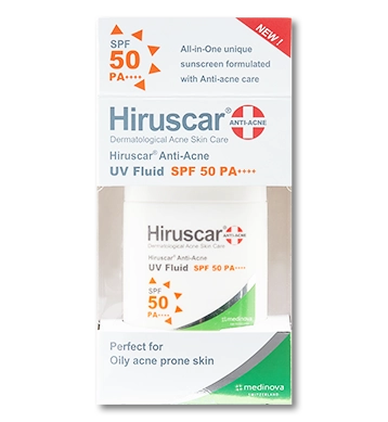 Sữa chống nắng ngừa mụn Hiruscar Anti-Acne UV Fluid SPF50 PA++++ hộp 1 chai 25g
