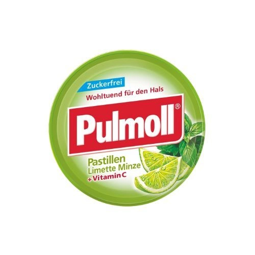 Kẹo ngậm ho không đường Pulmoll Pastillen Limette Minze + Vitamin C hộp 50g