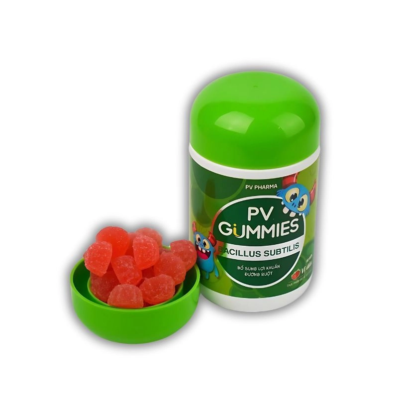 Kẹo dẻo bổ sung lợi khuẩn đường ruột PV Gummies Bacillus Subtilis hộp 1 lọ 60 viên