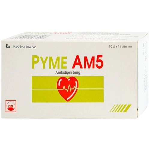 Thuốc trị tăng huyết áp, đau thắt ngực Pyme AM5 hộp 10 vỉ x 14 viên nén