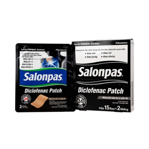 Cao dán giảm đau Salonpas Diclofenac Patch Hisamitsu hộp 15 gói x 2 miếng