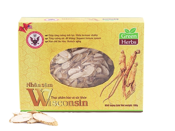Tăng cường sinh lực, hạn chế lão hóa Nhân Sâm Wisconsin Green+ (cắt lát) hộp 100g