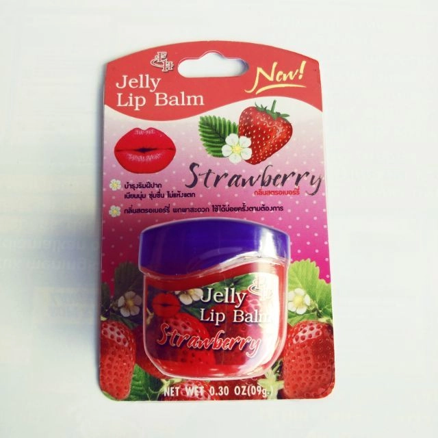 Sáp dưỡng môi không màu Thái Lan Jelly Lip Balm Strawberry lọ 9g