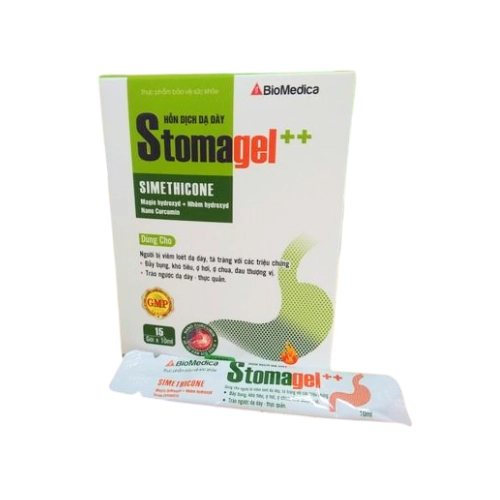 Hỗ trợ giảm acid dịch vị, giúp bảo vệ niêm mạc dạ dày Dạ dày Stomagel++ (Biomedica) hộp 15 gói x 10ml