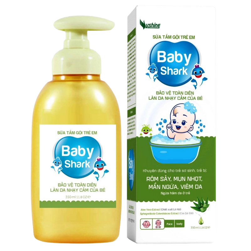 Sữa tắm gội trẻ em Baby Shark Vshine hộp 1 chai 350ml