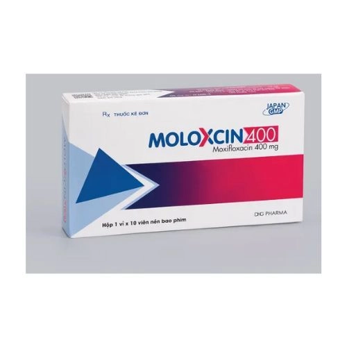 Thuốc kháng sinh Moloxcin 400 DHG hộp 1 vỉ x 10 viên