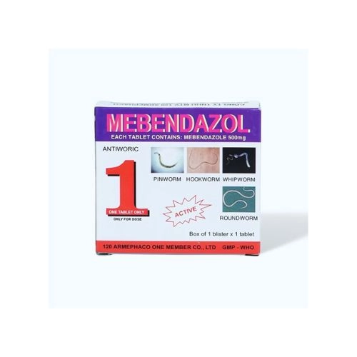 Thuốc điều trị nhiễm giun Mebendazol 500mg hộp 1 vỉ x 1 viên
