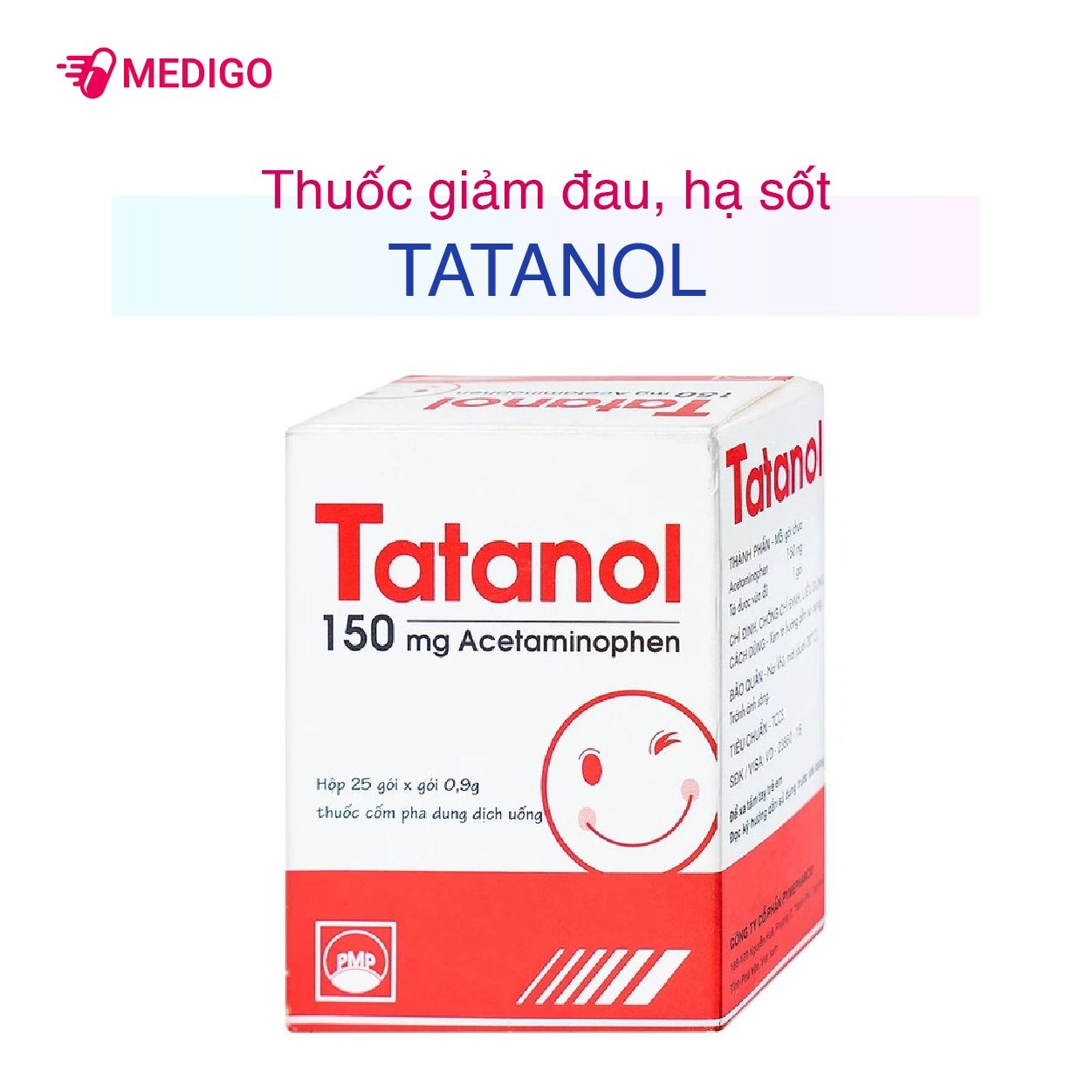 Thuốc giảm đau, hạ sốt Tatanol 150mg hộp 25 gói x 0,9g