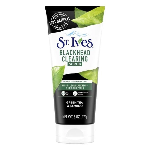 Sữa rửa mặt tẩy tế bào chết St.Ives Blackhead Clearing Green Tea & Bamboo Scrub tuýp 170g