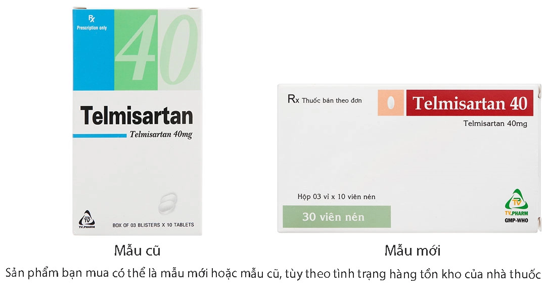 Thuốc tim mạch TELMISARTAN 40 (TV. PHARM) hộp 3 vỉ x 10 viên