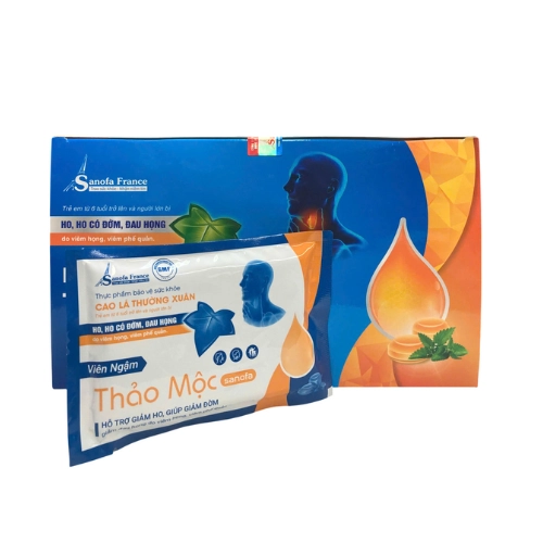 Hỗ trợ giảm ho, giảm đờm Viên ngậm thảo mộc Sanofa hộp 20 vỉ x 6 viên
