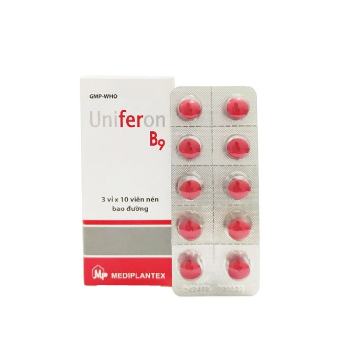 Thuốc bổ sung Sắt, Acid Folic Uniferon B9 hộp 30 viên