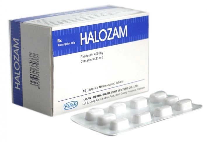 Thuốc điều trị suy giảm thần kinh, đau nửa đầu Halozam 400mg/25mg hộp 10 vỉ x 10 viên