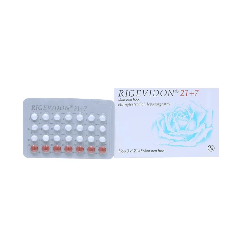 Thuốc tránh thai tháng Rigevidon 21+7 hộp 3 vỉ mỗi vỉ 21+7 viên