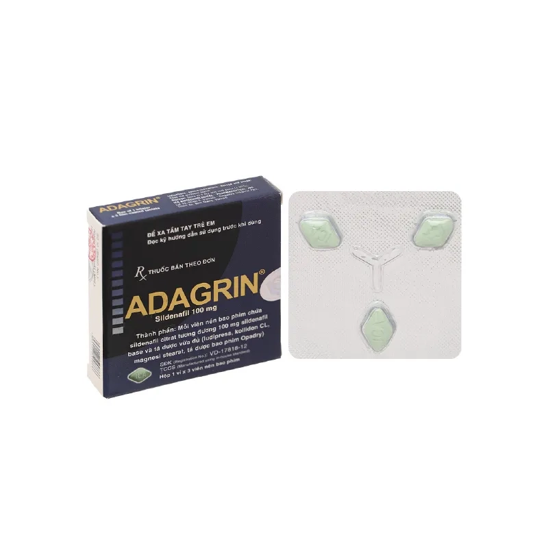 Thuốc trị rối loạn cương dương Adagrin 100mg (mẫu mới) hộp 3 viên