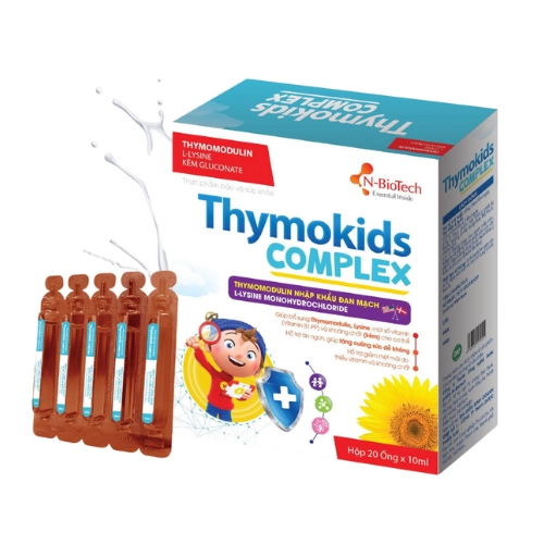 Bổ sung Thymomodulin, Lysine, một số vitamin Thymokids Complex N-BioTech hộp 20 ống x 10ml