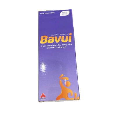 Siro giảm đau, hạ sốt  cho trẻ em Bavui 100mg/5ml hộp 1 lọ 60ml