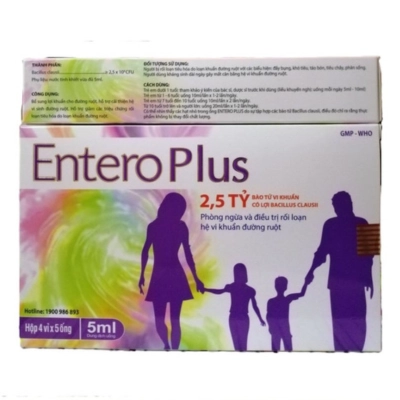 Bổ sung lợi khuẩn Entero Plus 2.5 tỷ bào tử hộp 20 ống x 5ml