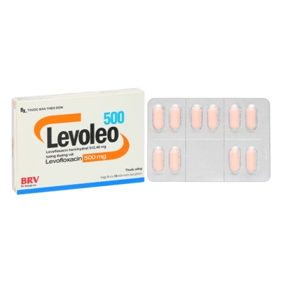 Thuốc kháng sinh Levoleo 500mg hộp 1 vỉ x 10 viên  nén bao phim