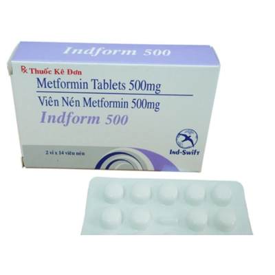 Thuốc điều trị đái tháo đường INDFORM 500MG hộp 2 vỉ x 14 viên