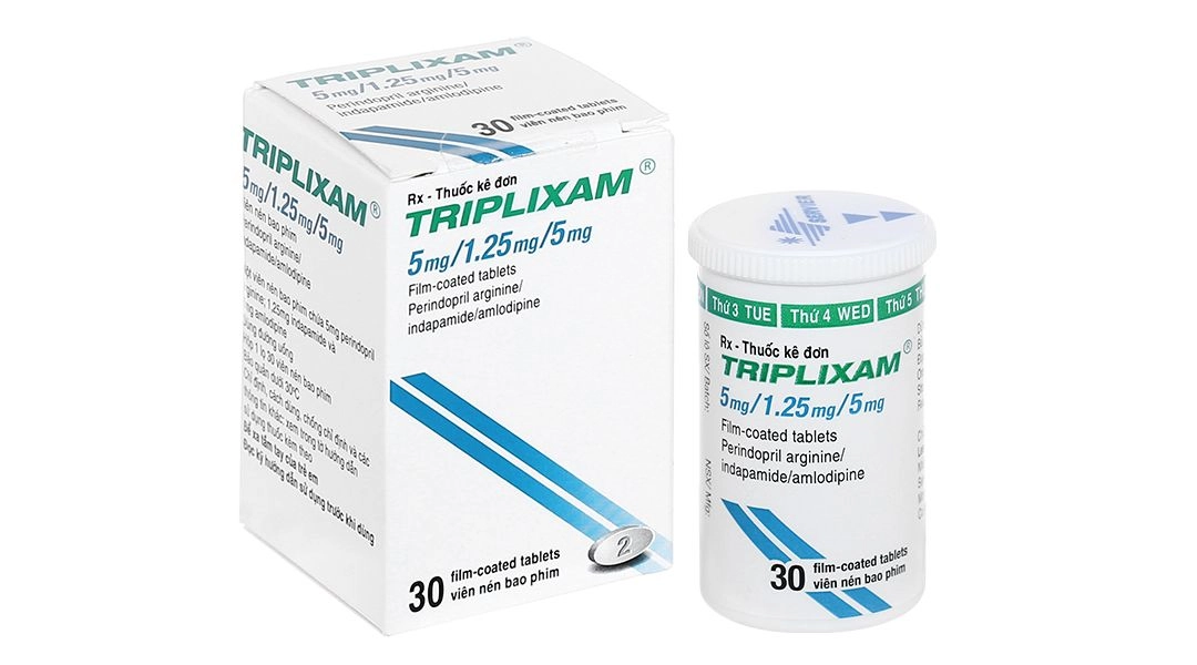 Thuốc trị cao huyết áp Triplixam 5mg/1.25mg/5mg hộp 30 viên