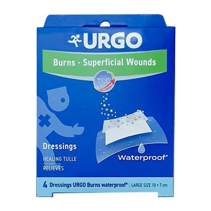 Băng cá nhân không thấm nước Urgo Burns-Superficial Wounds hộp 4 miếng 10cmx7cm