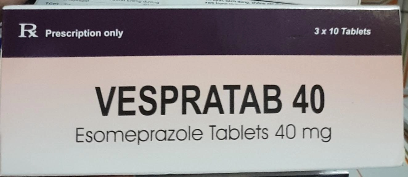 Thuốc trị loét dạ dày tá tràng VESPRATAB 40 (Esomeprazole) hộp 3 vỉ x 10 viên