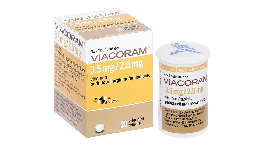 Thuốc trị cao huyết áp Viacoram 3.5mg/2.5mg hộp 30 viên