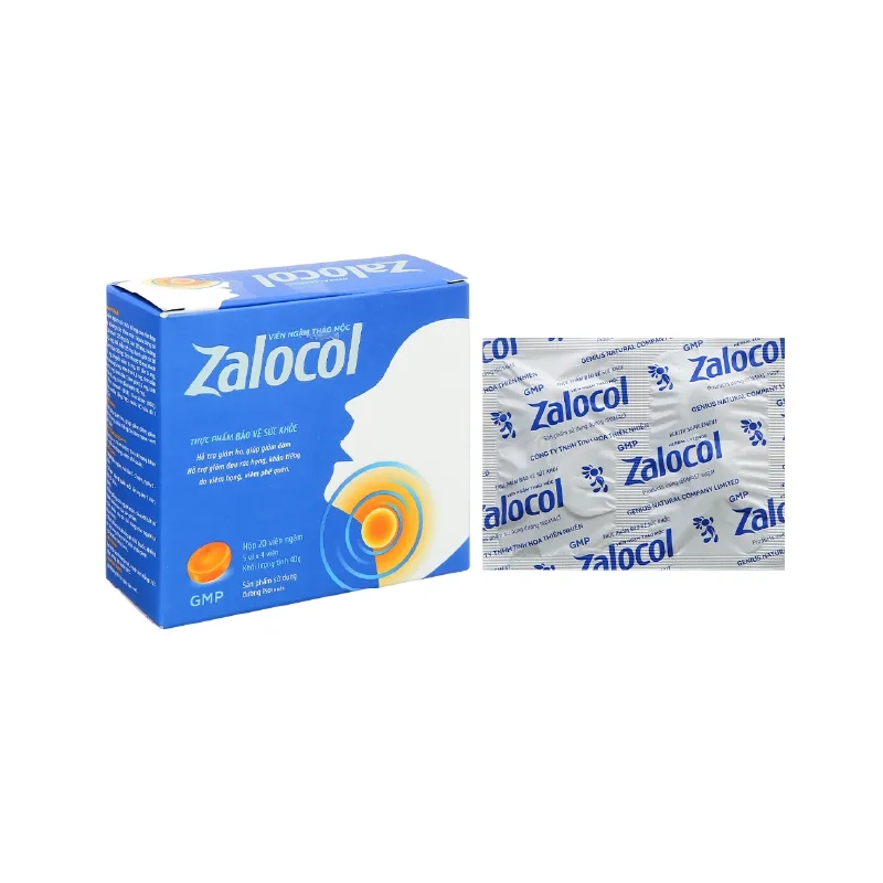 Viên ngậm thảo dược giảm ho Zalocol hộp 5 vỉ x 4 viên