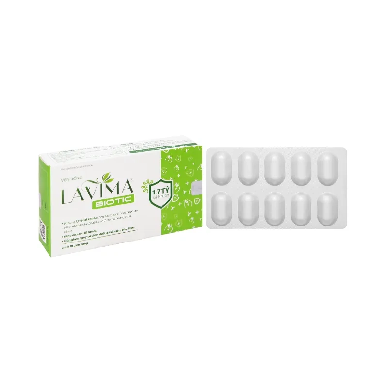 Viên uống bổ sung lợi khuẩn giảm nguy cơ viêm đường tiết niệu, phụ khoa LAVIMA BIOTIC hộp 2 vỉ x 10 viên