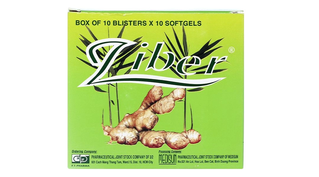 Thuốc ho Ziber Tinh Dầu Gừng hộp 10 vỉ x 10 viên nang mềm